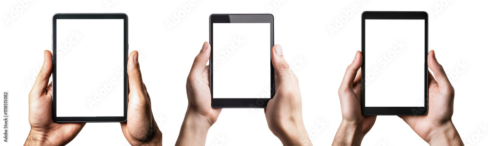 Pack Hand Holding Mobile with Blank Screen Mockup Against a Transparent Background for Digital Design, Technology, or Branding Concepts set Pack Hand Holding Mobile with Blank Screen Mockup Against a Transparent Background for Digital Design, Technology, or Branding Concepts set