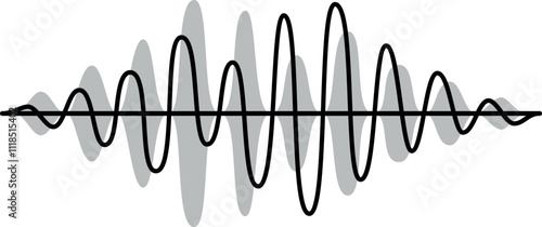 Black and gray sound waves visualizing abstract music waves, representing radio signal frequencies and showcasing digital voice tune equalizers in a dynamic and modern design