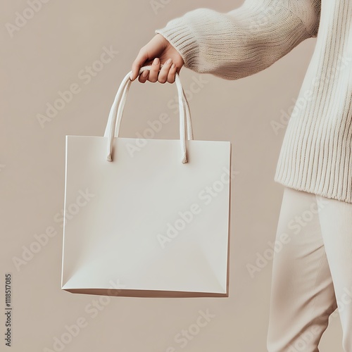 Simple and Elegant Paper Bag Mockup for Businesses photo