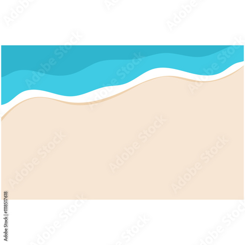 Beach Background Wave. Sandy beach and water summer holiday background vector illustration.
