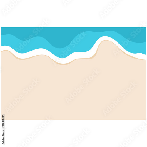 Beach Background Wave. Sandy beach and water summer holiday background vector illustration.