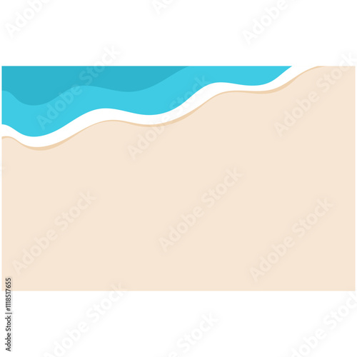 Beach Background Wave. Sandy beach and water summer holiday background vector illustration.