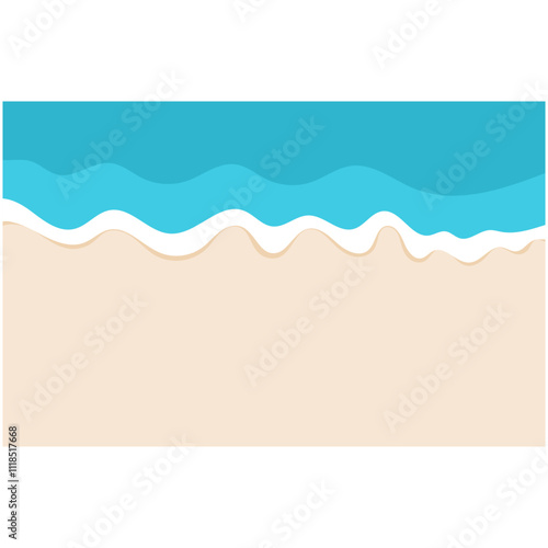 Beach Background Wave. Sandy beach and water summer holiday background vector illustration.