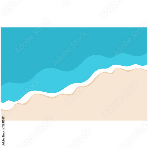 Beach Background Wave. Sandy beach and water summer holiday background vector illustration.