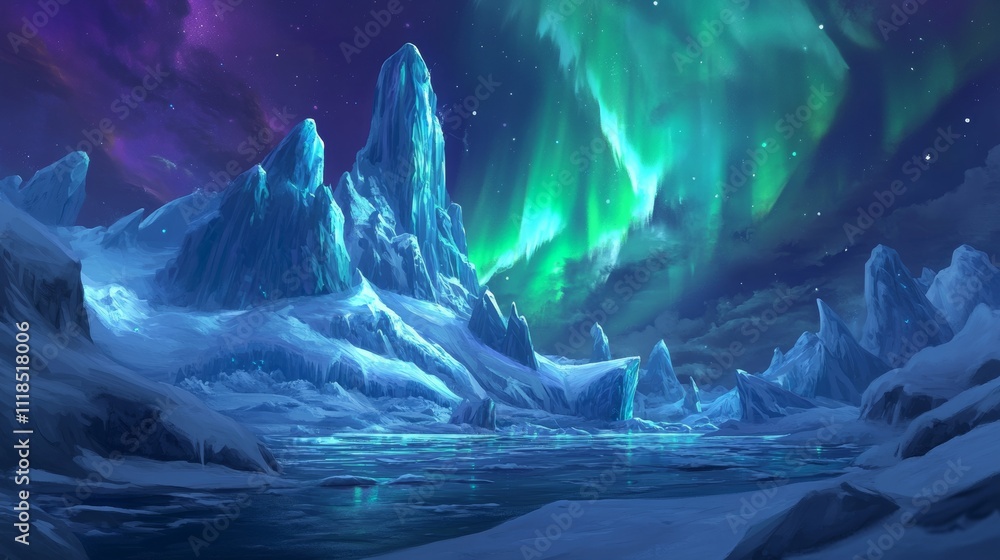 custom made wallpaper toronto digitalFrozen Peaks Under the Aurora Borealis A Majestic Arctic Landscape