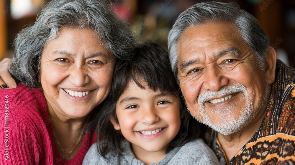 Grandparents and grandchild smiling together. Grandparents and grandchild smiling together.