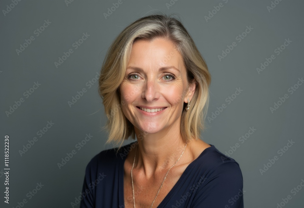 Obraz premium A woman with blonde hair smiles warmly at the camera.