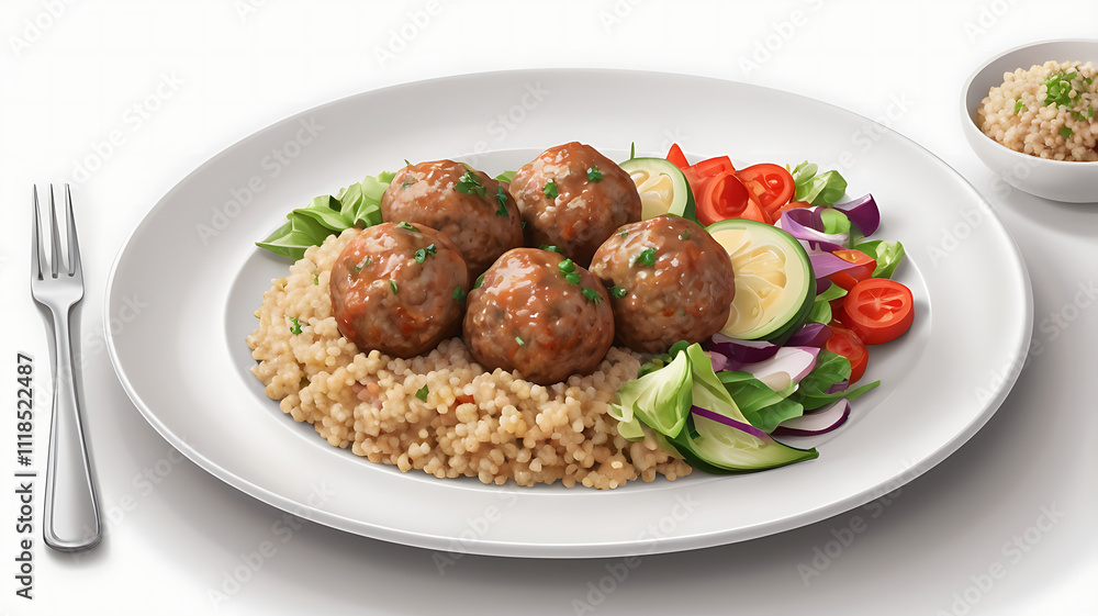 Healthy Turkey Meatballs with Quinoa and Fresh Salad Healthy Turkey Meatballs with Quinoa and Fresh Salad
