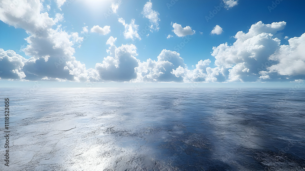 Ocean Scene with Cloudy Sky Illustration Ocean Scene with Cloudy Sky Illustration