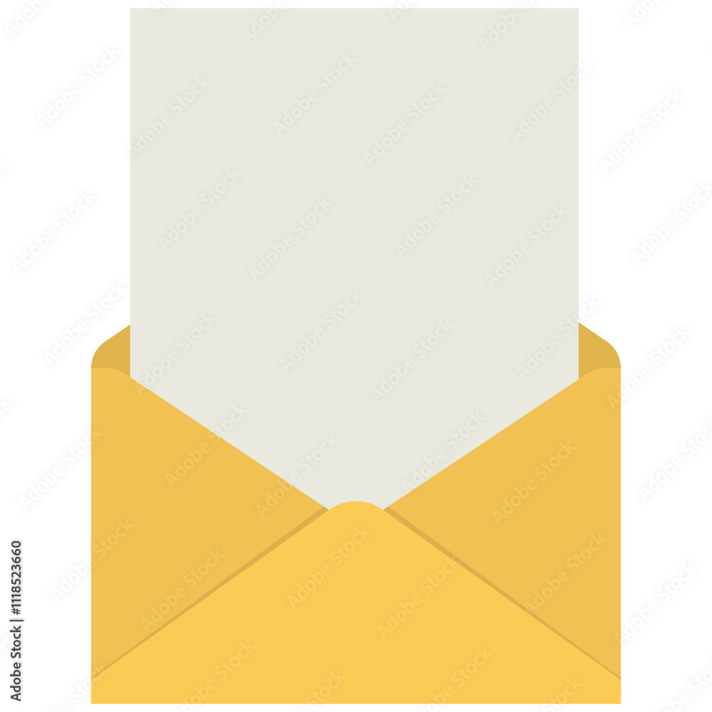 Open Letter Envelope. Open envelope with letter. Postcard and envelope set.