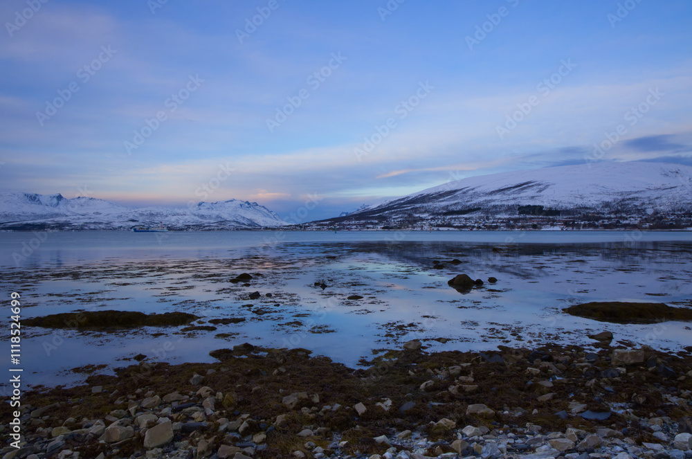 View of the fjord in Tromso, Norway View of the fjord in Tromso, Norway
