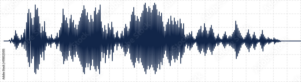 Dark blue seismic activity diagram, plotted on a graph, shows radio frequency waves and oscilloscope waveform, representing data analysis and scientific measurement Dark blue seismic activity diagram, plotted on a graph, shows radio frequency waves and oscilloscope waveform, representing data analysis and scientific measurement