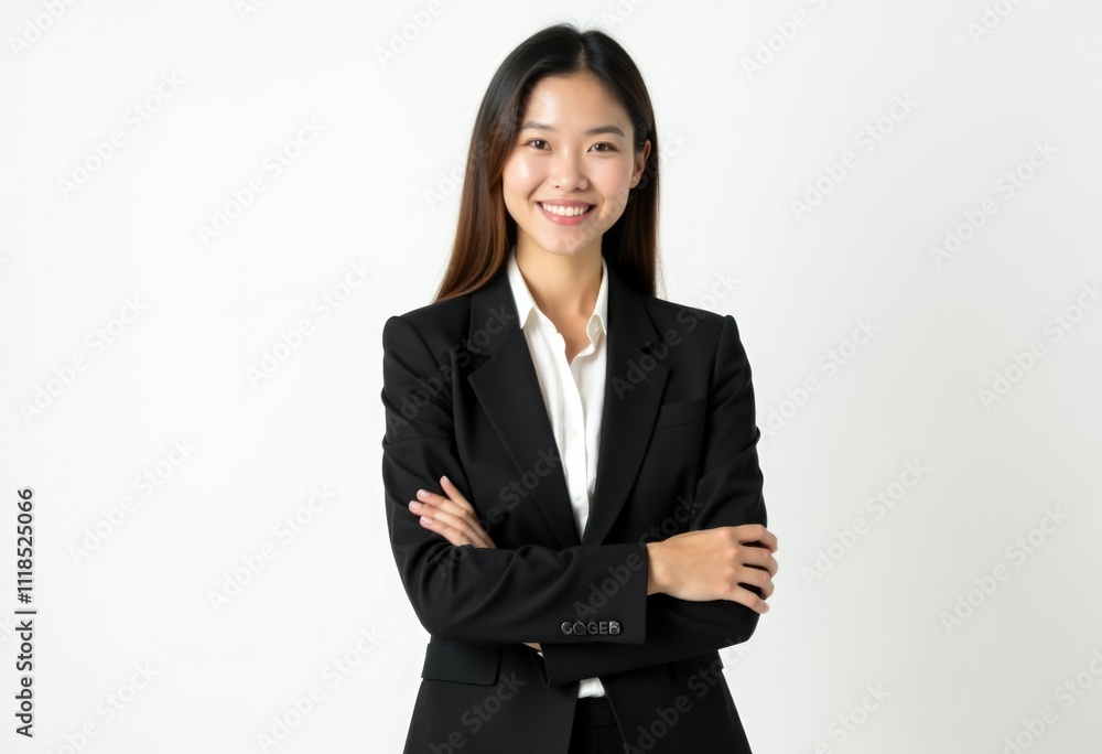 Smiling businesswoman with arms crossed, confident and professional Smiling businesswoman with arms crossed, confident and professional