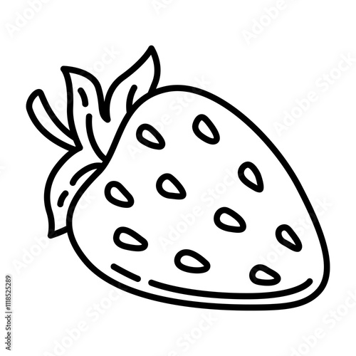 Illustration of strawberry. Stylized food object for cooking recipe and menu.