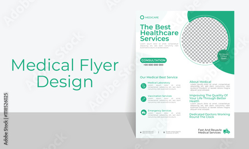 Corporate healthcare and medical flyer layout design illustrator.