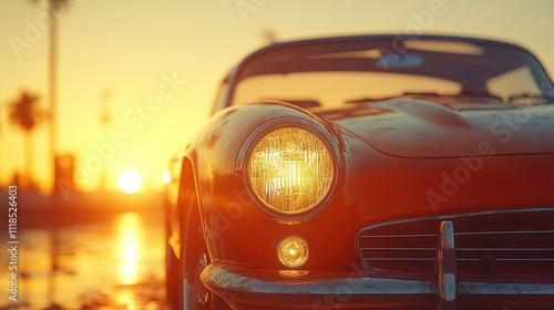 Wallpaper Mural Classic car headlight at sunset. Torontodigital.ca