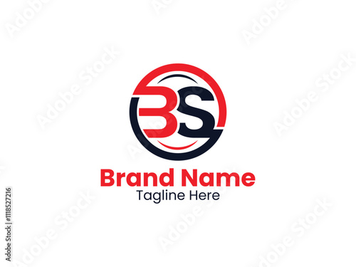 Creative Circle initial letter BS logo, BS logo with black and red color, SB logo  vector  photo