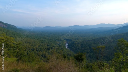 Wallpaper Mural Serene Landscape Capturing the Lush Green Forests and Rolling Mountains Under a Clear Blue Sky Torontodigital.ca