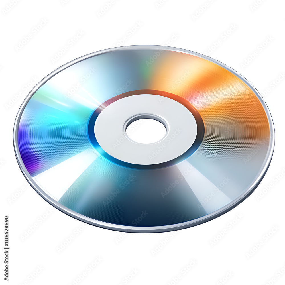 Colorful compact disc spinning on a reflective surface under bright light Colorful compact disc spinning on a reflective surface under bright light