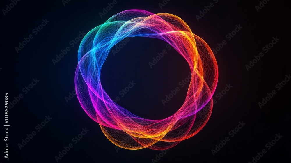 A vibrant circular pattern of colorful light trails on a dark background, creating a dynamic and modern visual effect. A vibrant circular pattern of colorful light trails on a dark background, creating a dynamic and modern visual effect.