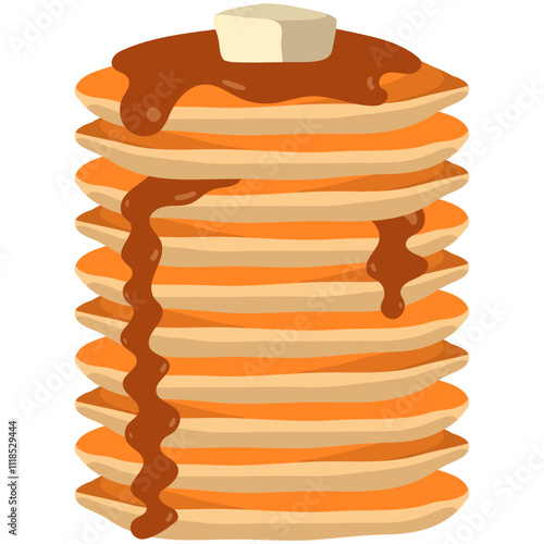 National Pancake Day. National Pancake Day vector. Pancakes with syrup and raspberries vector. Pile of pancakes on a plate icon. 