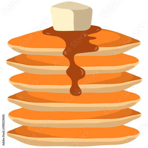 National Pancake Day. National Pancake Day vector. Pancakes with syrup and raspberries vector. Pile of pancakes on a plate icon. 