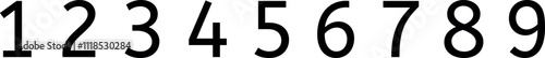 Complete set of numerical digits from one to nine. Composing a simple and clear sequence. Ideal for educational or counting purposes. Presented in a classic. Bold typeface against a white background
