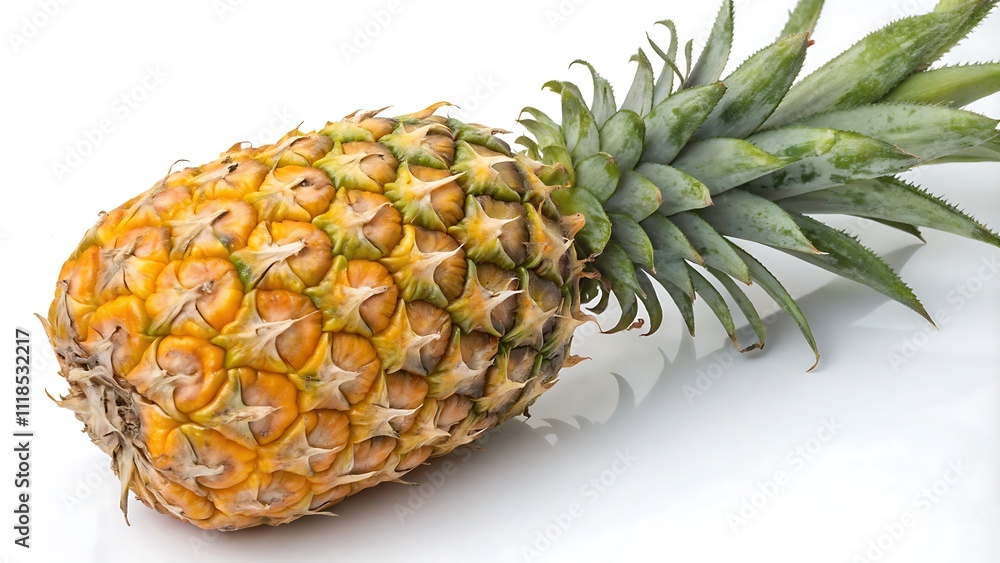 Pineapple levitate isolated on white background. Clipping path., generative ai Pineapple levitate isolated on white background. Clipping path., generative ai