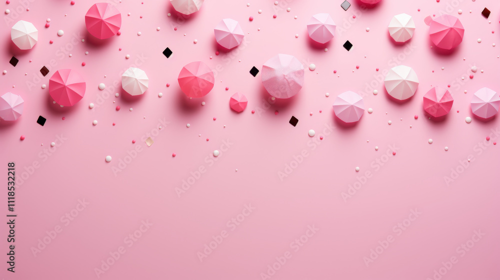Vibrant pink background with geometric shapes and decorative elements, creating playful and festive atmosphere. Perfect for celebrations and creative projects Vibrant pink background with geometric shapes and decorative elements, creating playful and festive atmosphere. Perfect for celebrations and creative projects