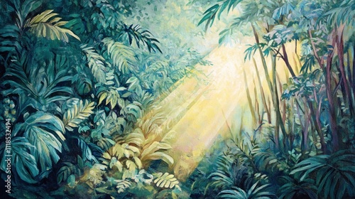 Luminous Rainforest: A Tropical Eden's Golden Hour photo