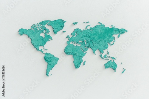 Detailed global map with country boundaries outlined in topographic contours and a gradient background representing day to night photo