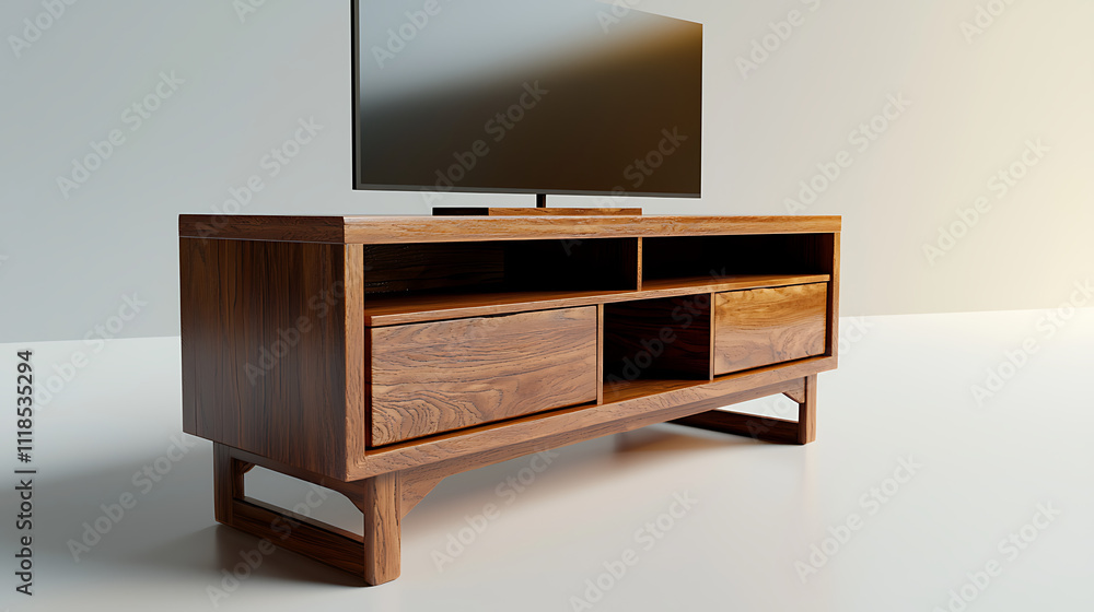 A wooden entertainment center with a television on top A wooden entertainment center with a television on top