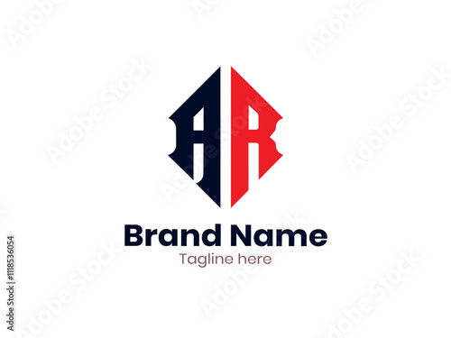 AR or RA letter logo with black and red  color 