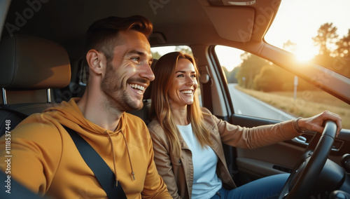 Couple Enjoying road trip 