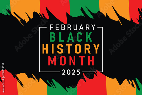 celebrating black history month 2025 on black black background with beautiful pattern.
