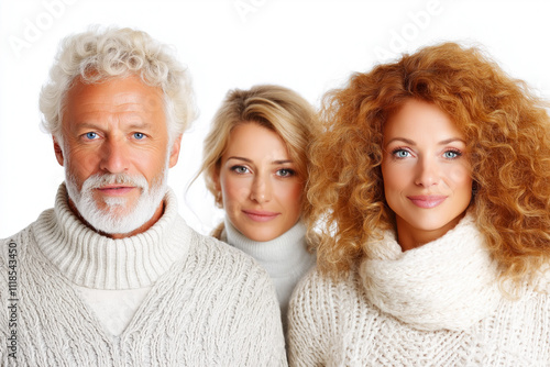 Family Portrait On White Ba...