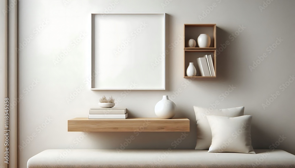 Clean Minimalist Living Room Mockup Featuring Simple and Modern Interior Design Elements for Presentation Clean Minimalist Living Room Mockup Featuring Simple and Modern Interior Design Elements for Presentation