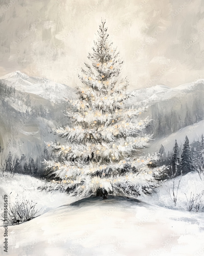 Naklejka premium Vintage landscape tree art painting, wall art, design, realistic, textured painting