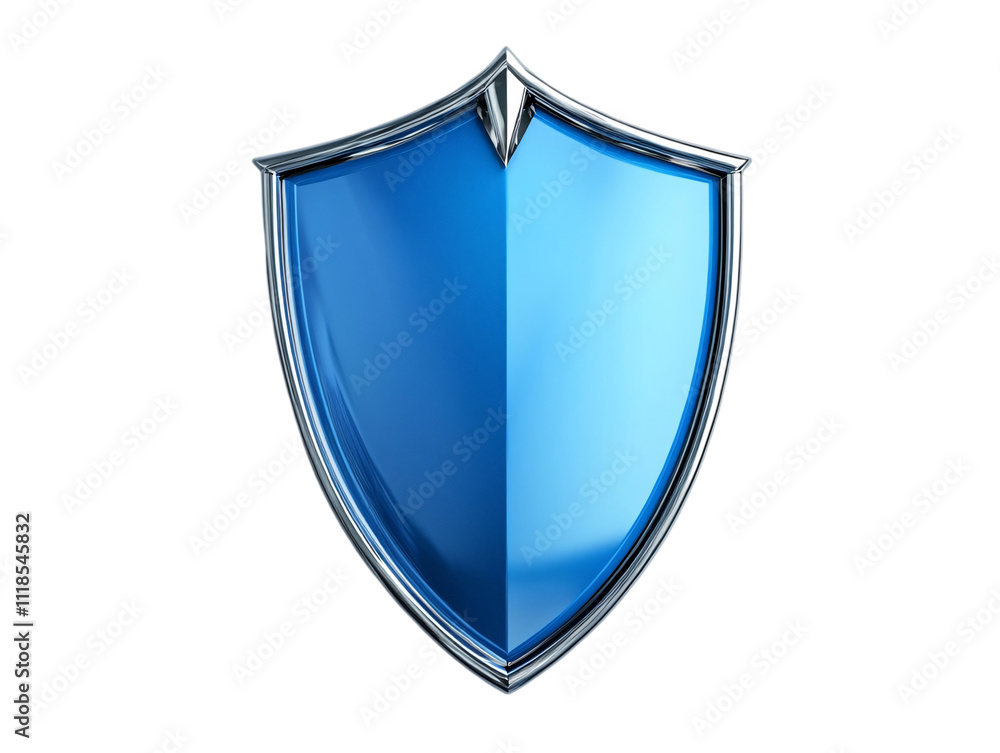A shiny blue shield with a sleek design, symbolizing protection and security on transparent background. A shiny blue shield with a sleek design, symbolizing protection and security on transparent background.