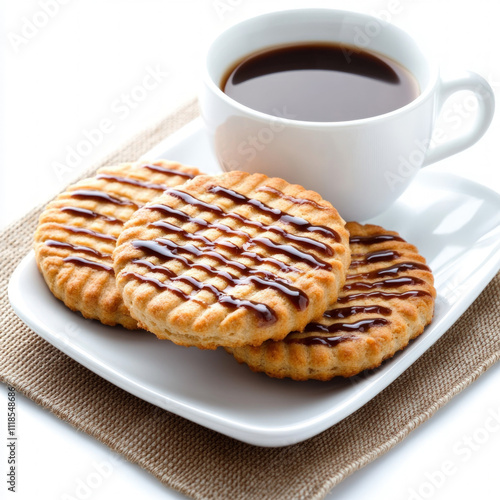 Coffee And Biscuit Isolated