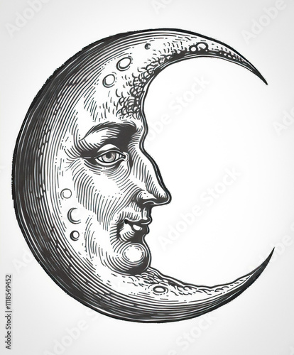 crescent moon with face