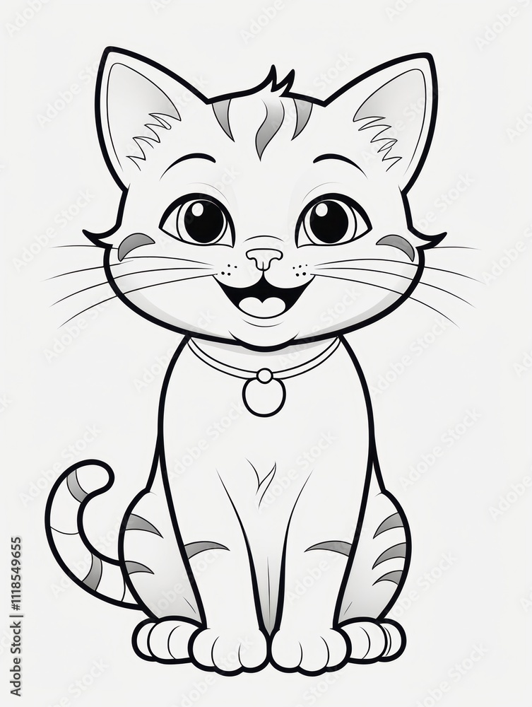 Obraz premium Cute cat coloring page. Cat coloring book for kids