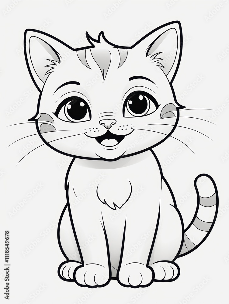 Obraz premium Cute cat coloring page. Cat coloring book for kids