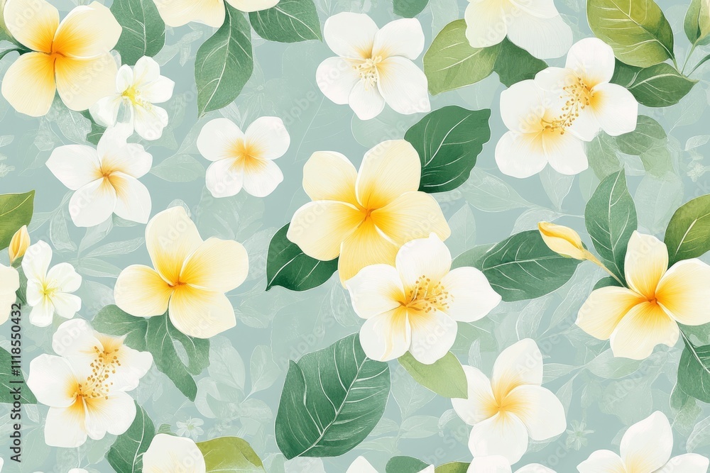 Obraz premium Tranquil Bloom Floral Watercolor Pattern