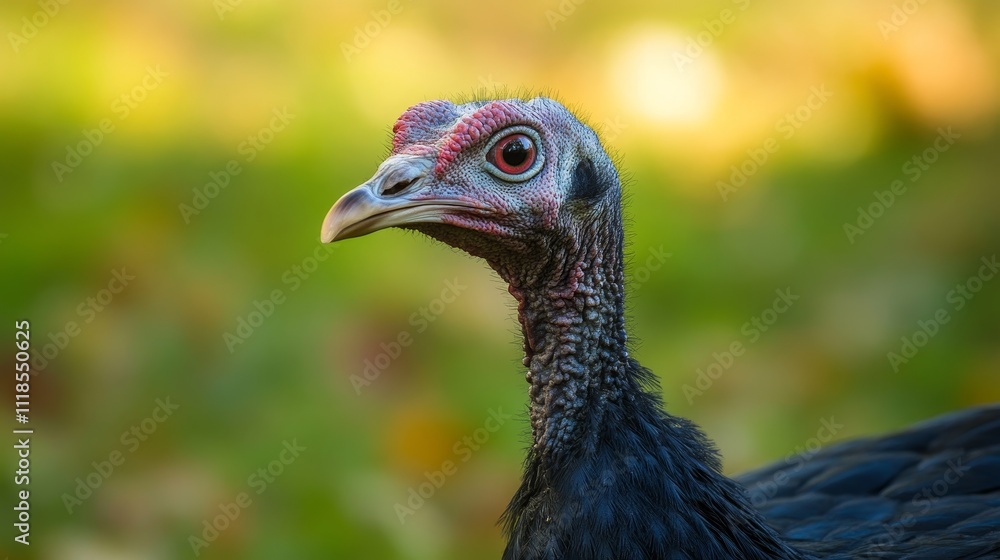 Close-up of a bird with a distinctive head and vibrant colors in a natural setting. Close-up of a bird with a distinctive head and vibrant colors in a natural setting.