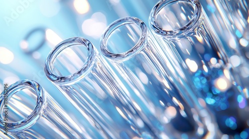 Wallpaper Mural Close-up of Glass Test Tubes in a Laboratory Setting, Reflecting Light and Purity Torontodigital.ca