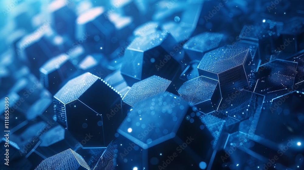 Blue geometric shape abstract technology background. Generative AI. Blue geometric shape abstract technology background. Generative AI.