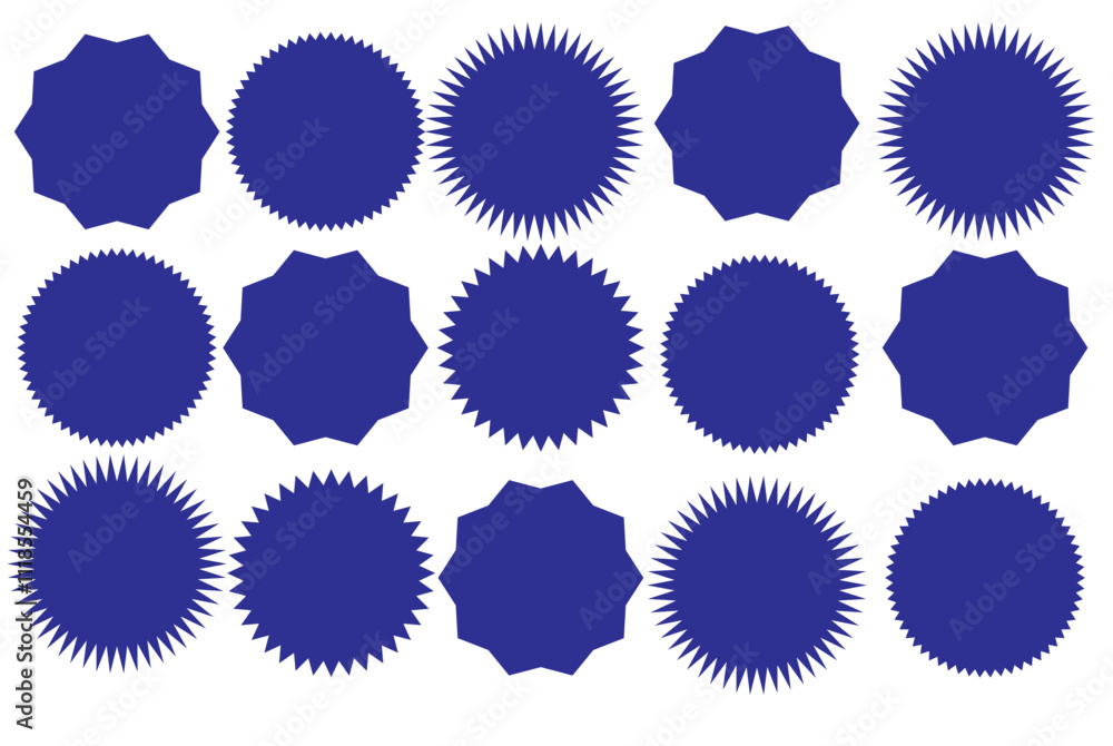 Set of price sticker, sale or discount sticker, sunburst badges icon. Stars shape with different number of rays. Special offer price tag. starburst promotional badge set, shopping labels Set of price sticker, sale or discount sticker, sunburst badges icon. Stars shape with different number of rays. Special offer price tag. starburst promotional badge set, shopping labels