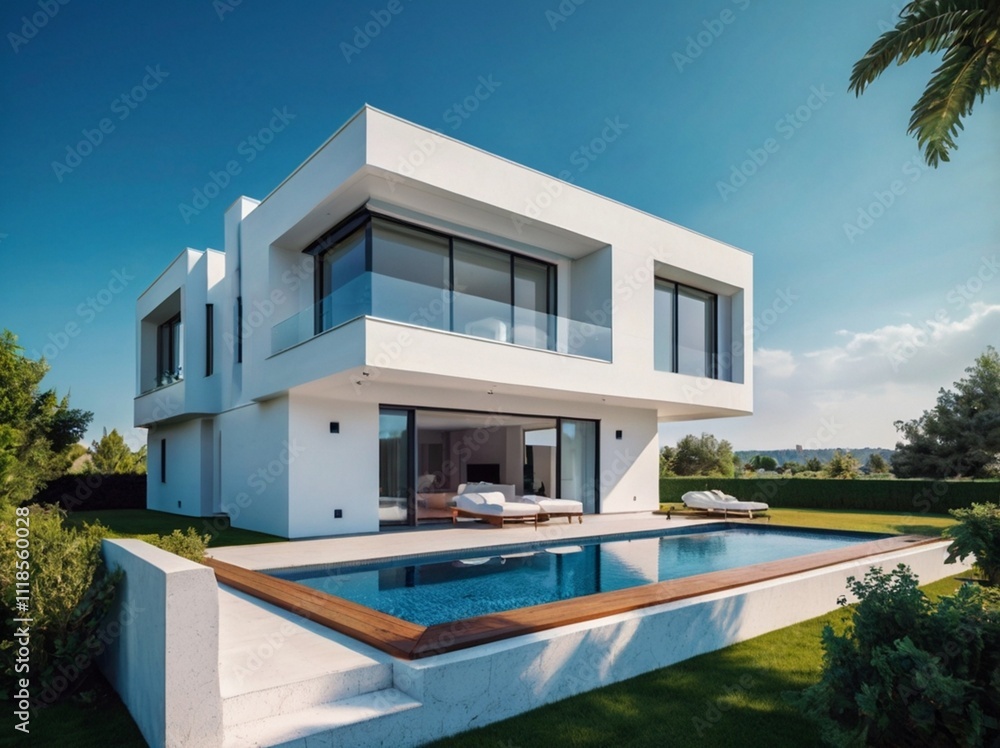 Fototapeta premium modern house with swimming pool