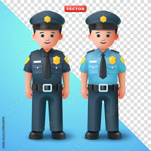 Police, 3d vector. Suitable for design elements